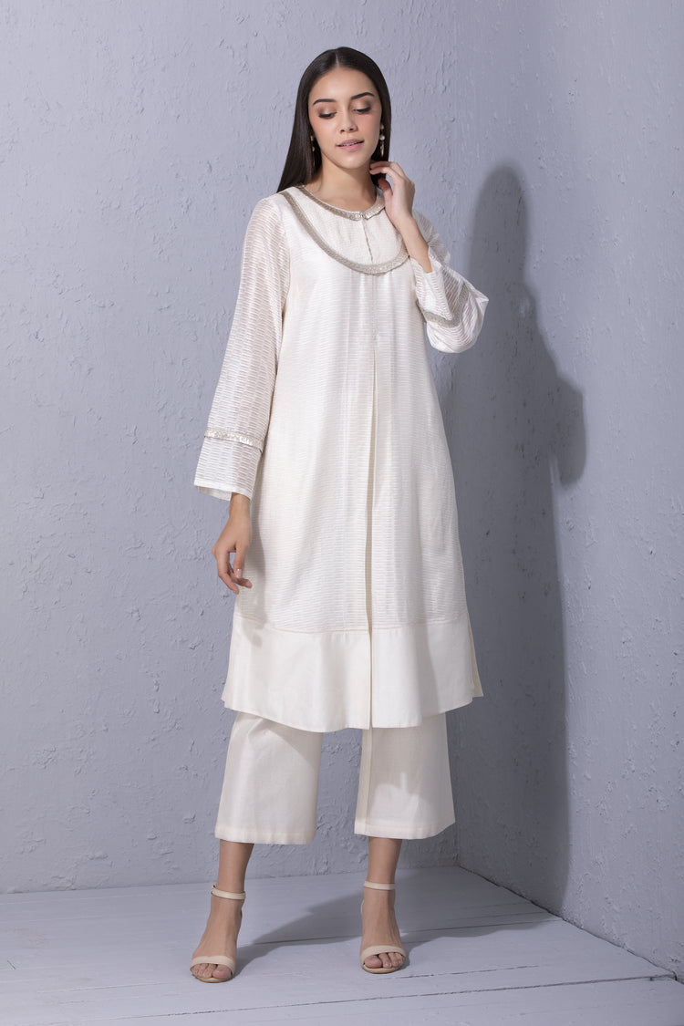 Gota Edge Ivory Cutwork Detailed Kurta