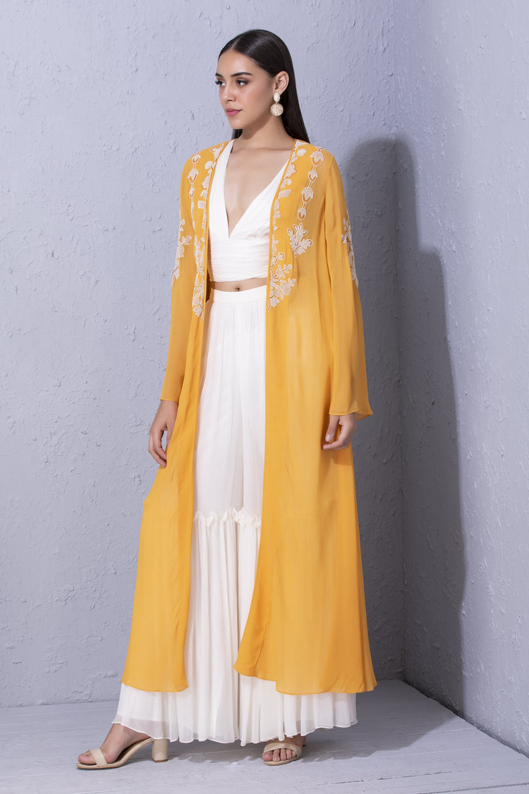 Moroccan Touch Light Orange Overlay & Sharara Set