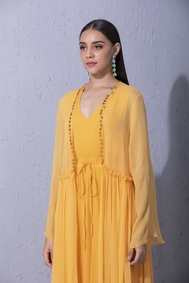 Light Orange Overlay & Jumpsuit Set
