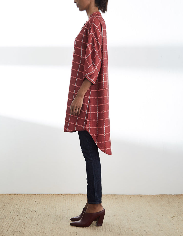 Maroon Printed High Low Tunic