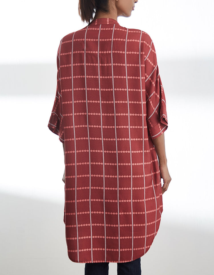Maroon Printed High Low Tunic