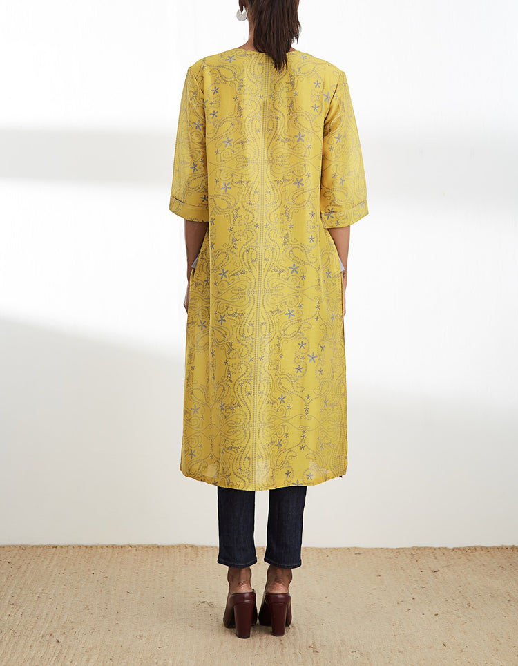 Mustard Printed Kurta