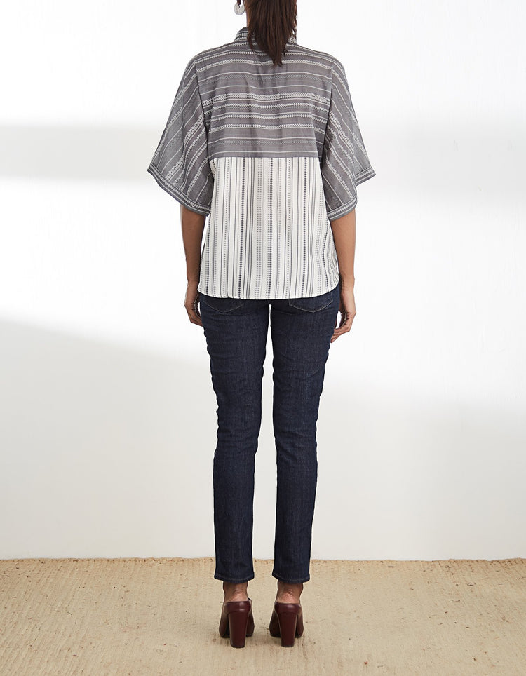 Front Knot Shirt With Paneling