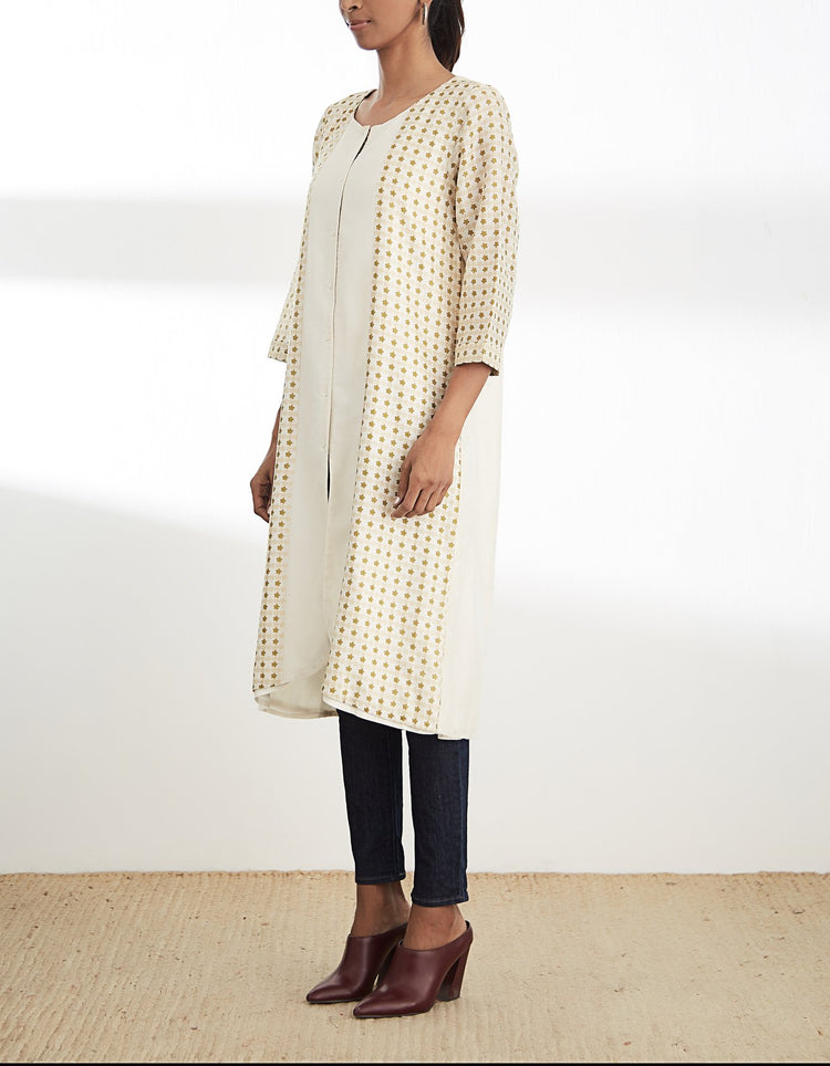 Ivory Chanderi Silk Tunic