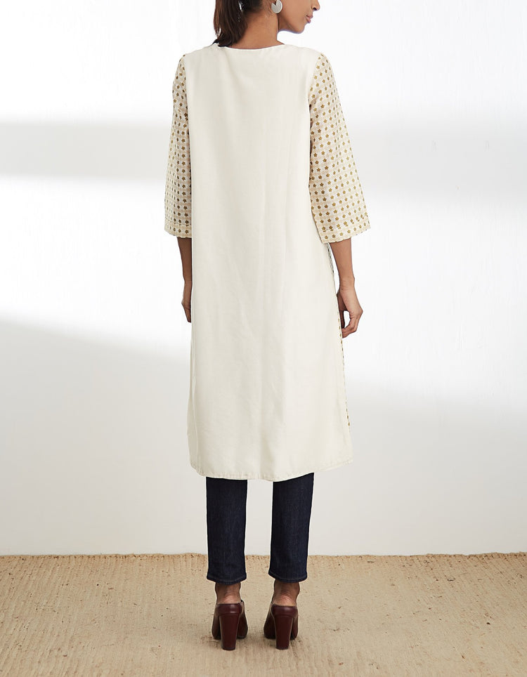 Ivory Chanderi Silk Tunic