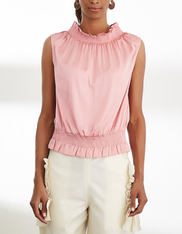 Pink Poly Satin Top