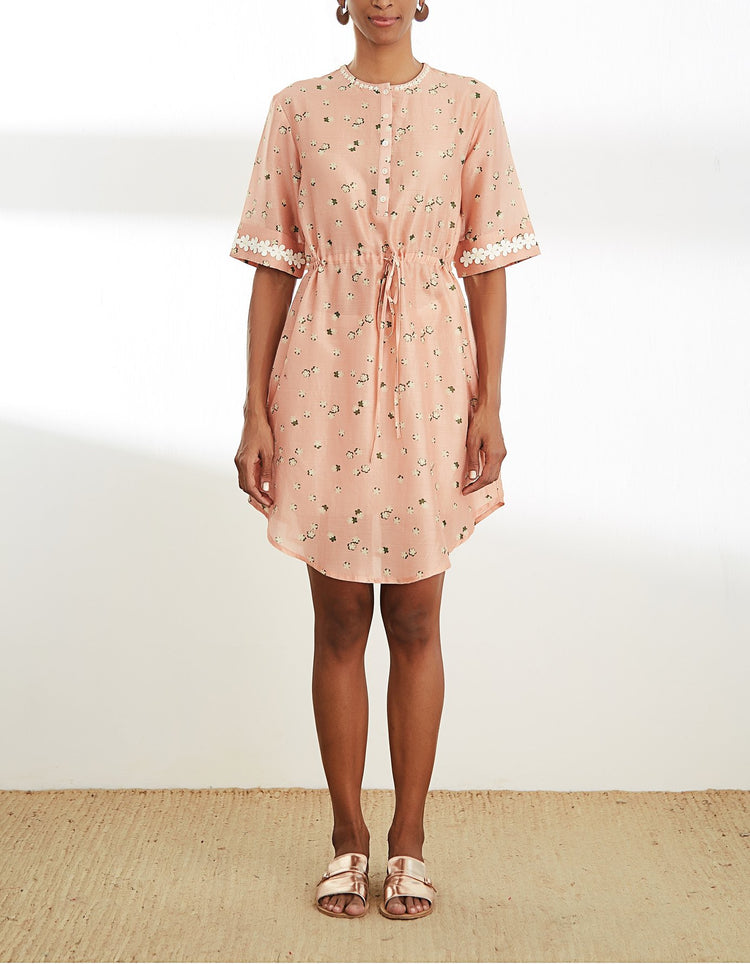 Peach Silk Chanderi Dress