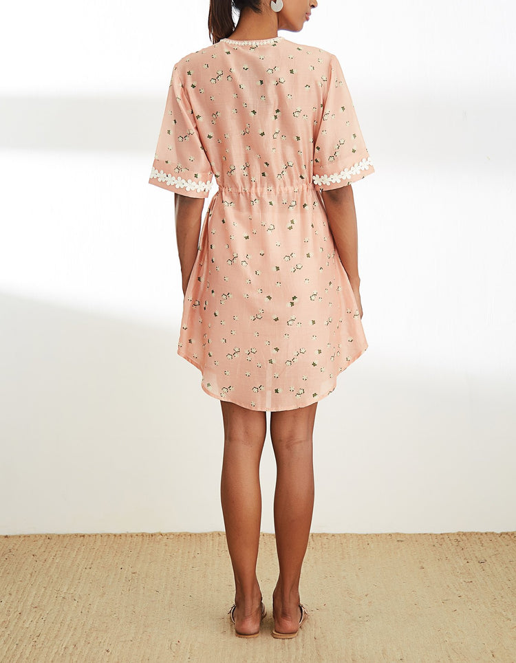 Peach Silk Chanderi Dress