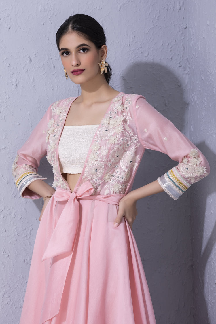 White Garden Handkerchief Hem Tunic and Sharara Set