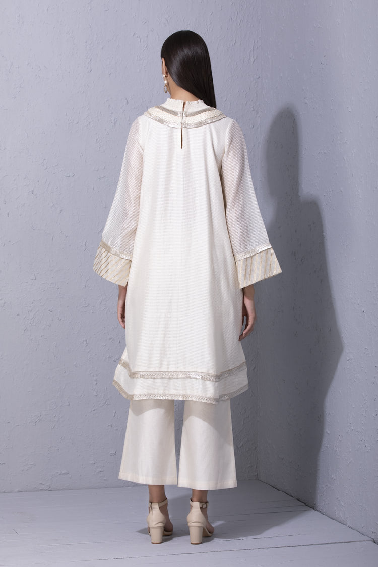 Gota Edge Ivory Cutwork Detailed Kurta