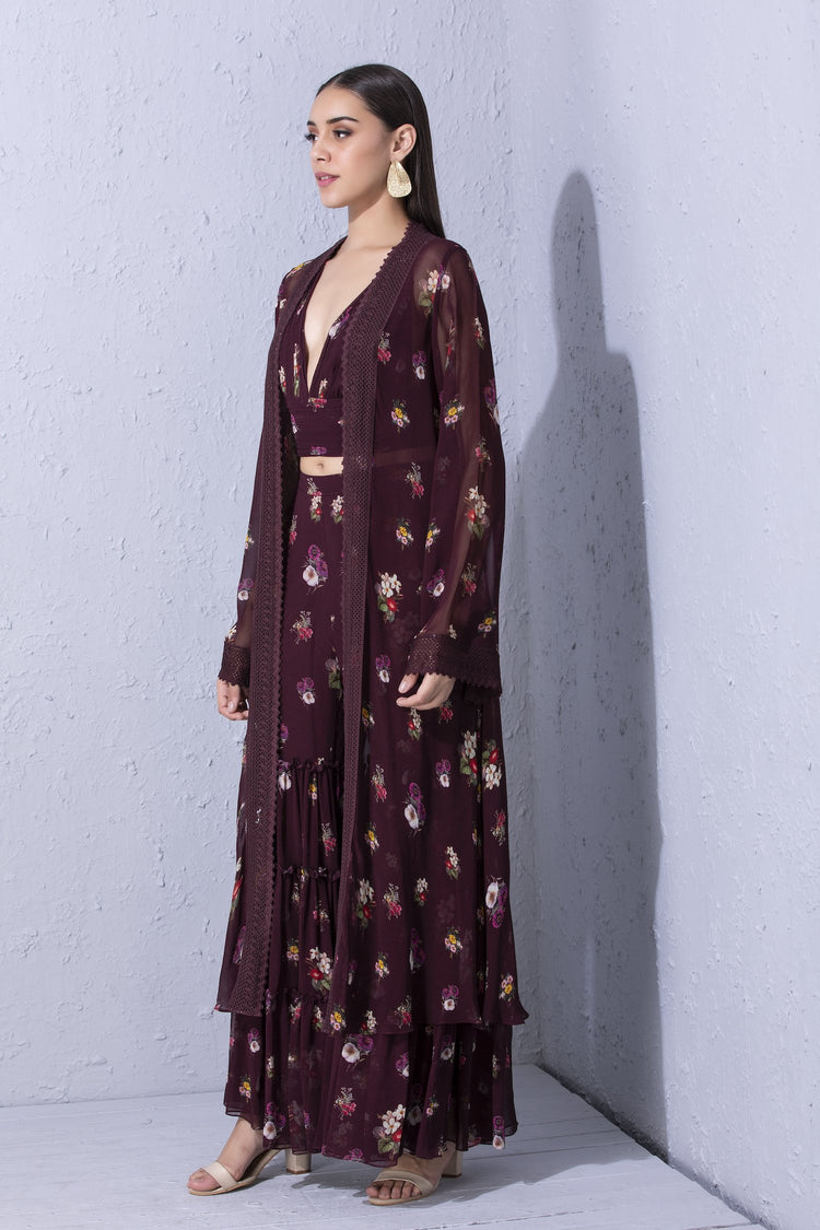 Signature Varun Bahl Printed Floral Overlay Set