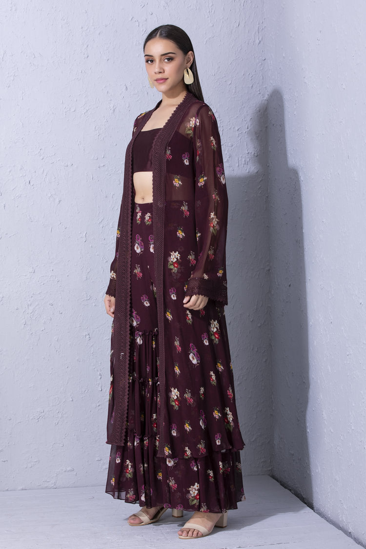 Signature Varun Bahl Printed Floral Overlay Set