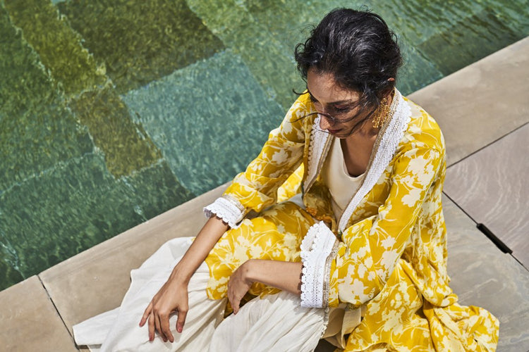 Yellow and Ivory Jacket Set