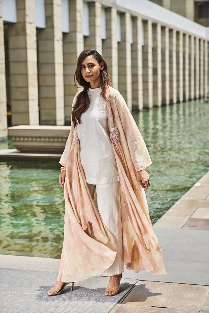 Peach and Ivory Jacket Set