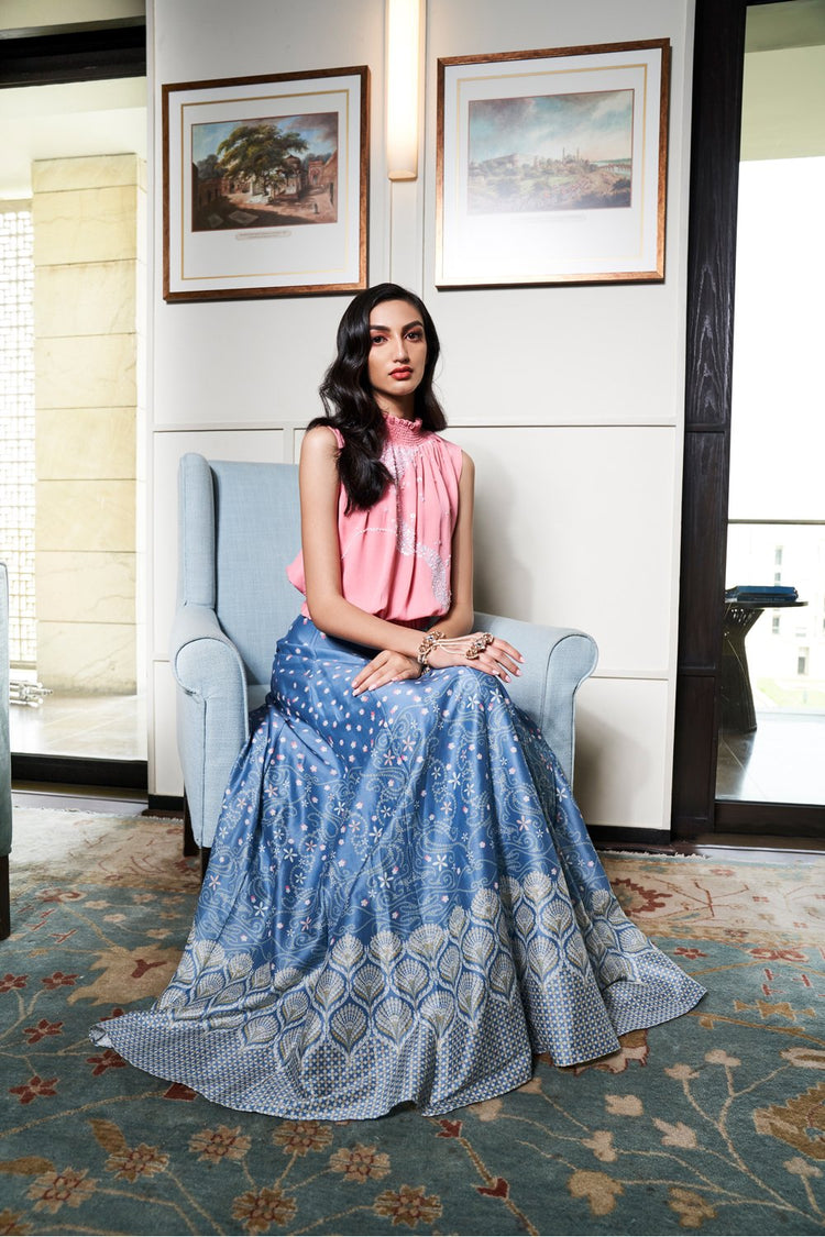 Duckegg Digital Print Kalidaar Lehenga With Top