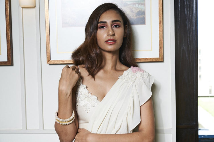 Ivory blouse with Pre Stitched Saree