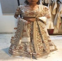 IVORY AND RED HAND EMBROIDERED LEHNGA SET