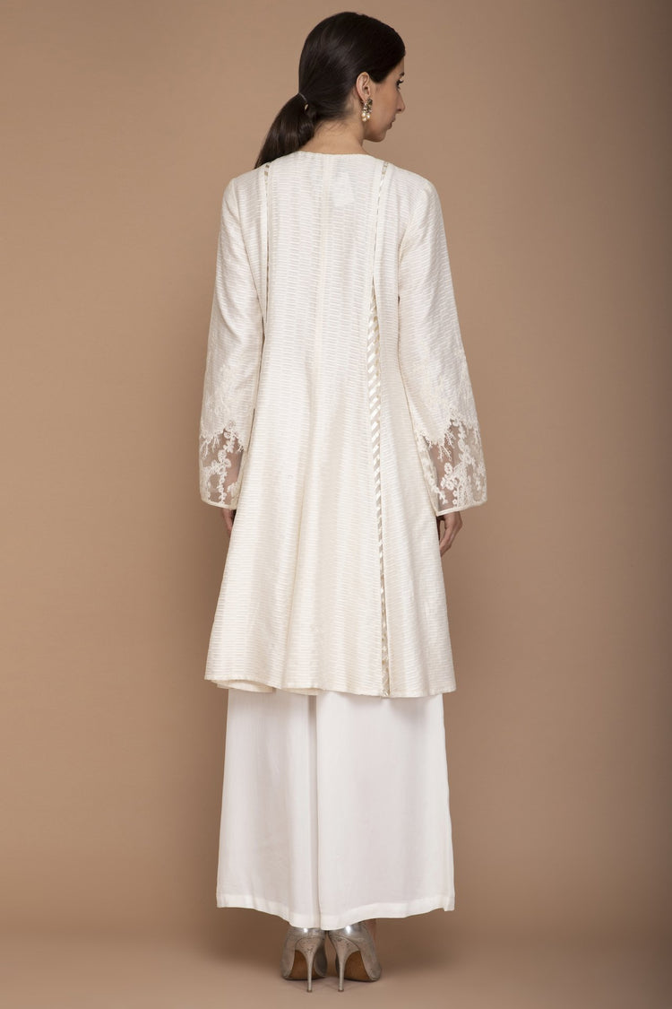 Navy Blue Kurta Set in Viscose Georgette