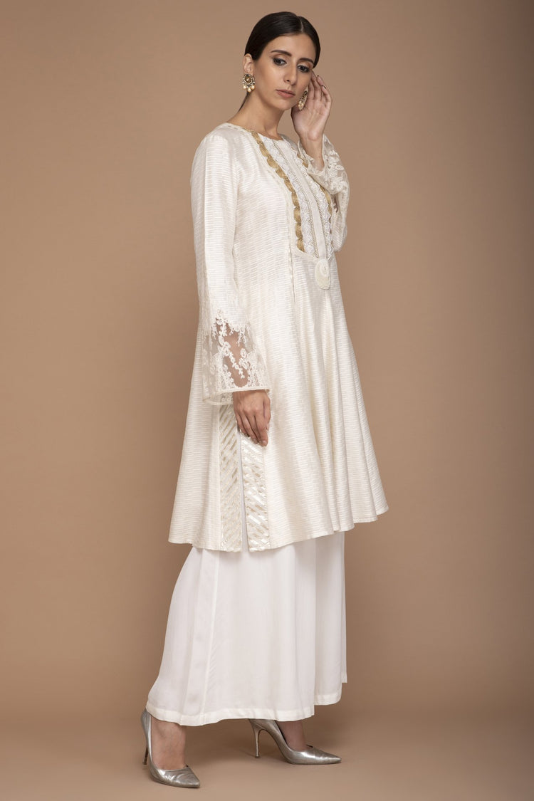 Navy Blue Kurta Set in Viscose Georgette