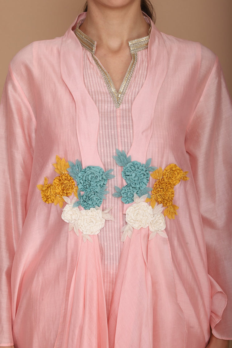 Plain Cape with Gathers and Hand Embroidery