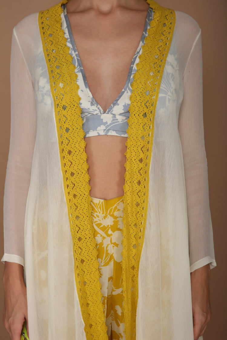 Yellow Base Sharara with Ivory Printed Blouse