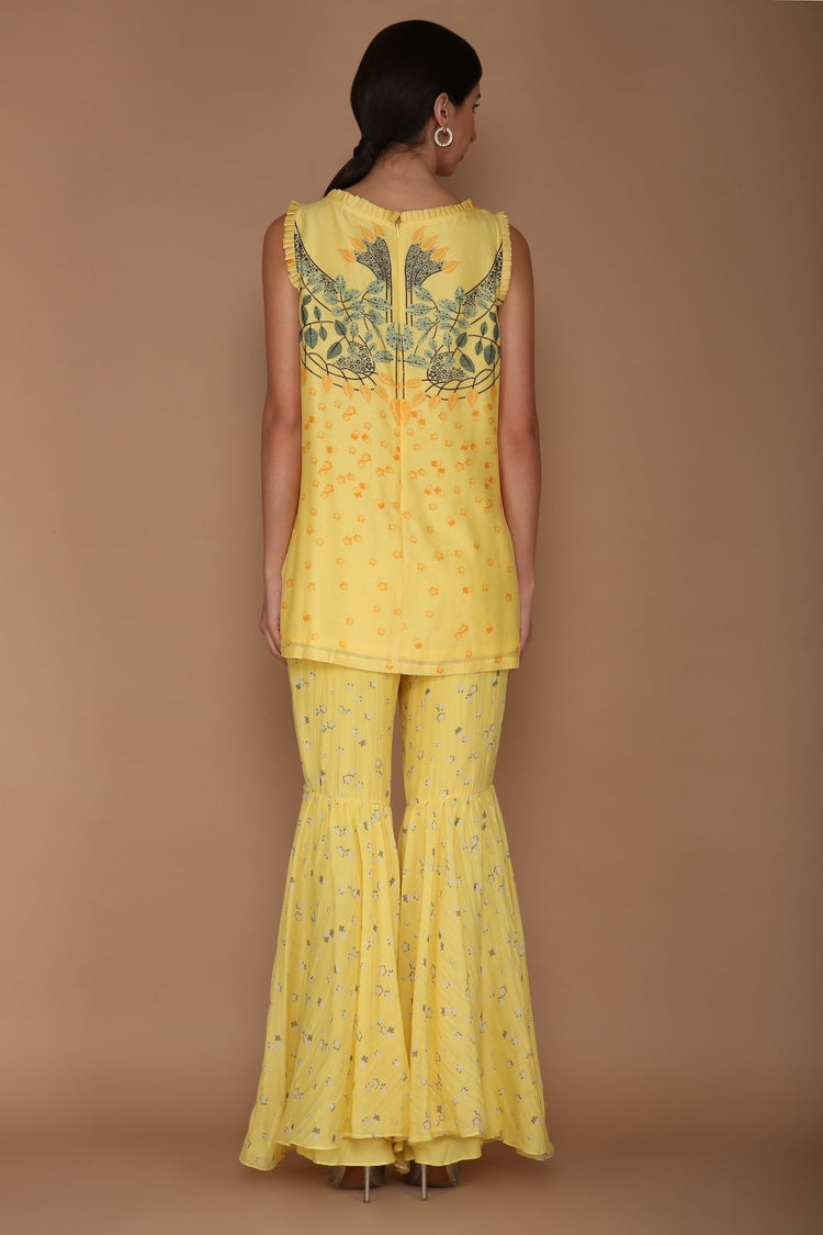 Digital Printed Sharara Set with Wave Border Dupatta