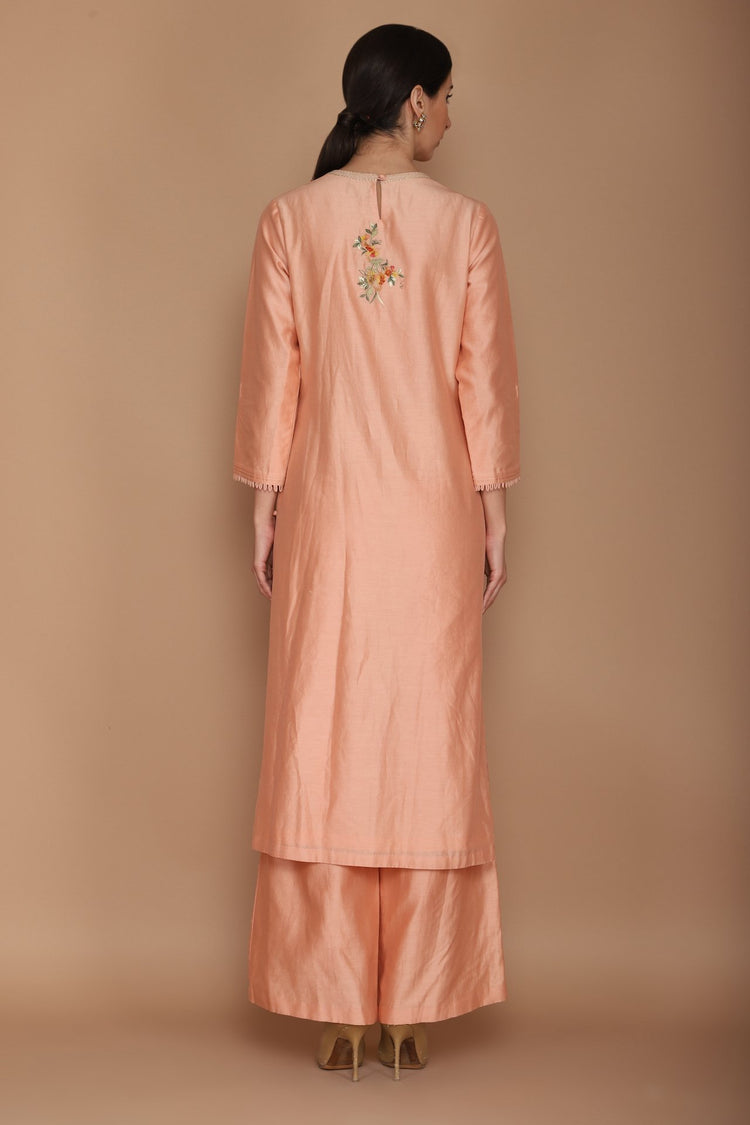 sorbet pink chnaderi kurta and mulmul dupatta