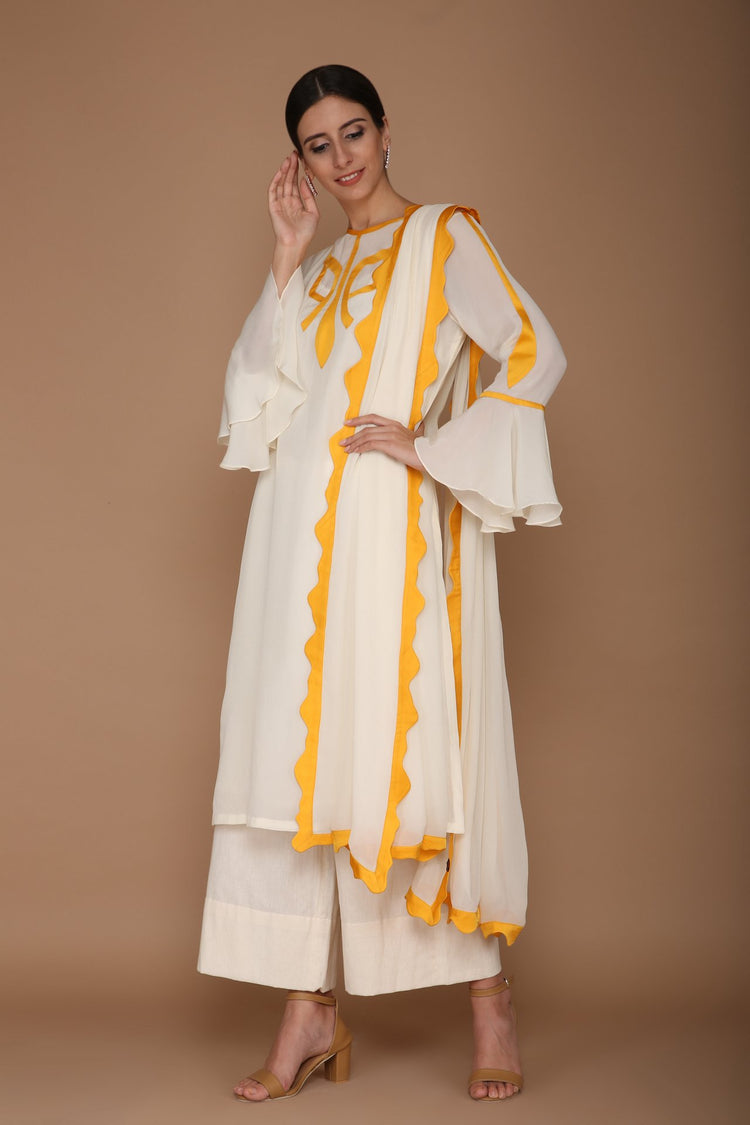 Ivory and Yellow Kurta Set