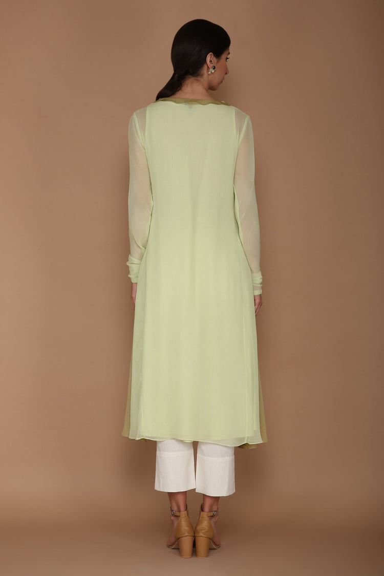 PISTACHIO COLOURED KURTA WITH KHADA PYJAMA & STOLE