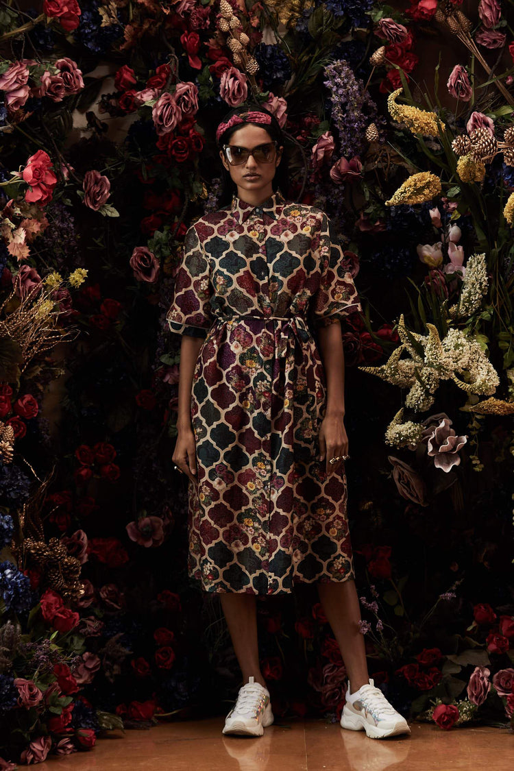 Moroccan Touch Printed Shirt Dress