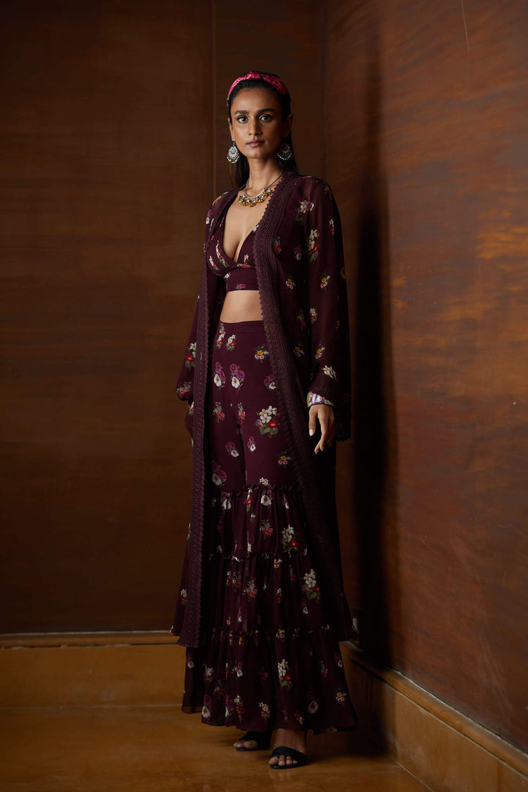 Signature Varun Bahl Printed Floral Overlay Set