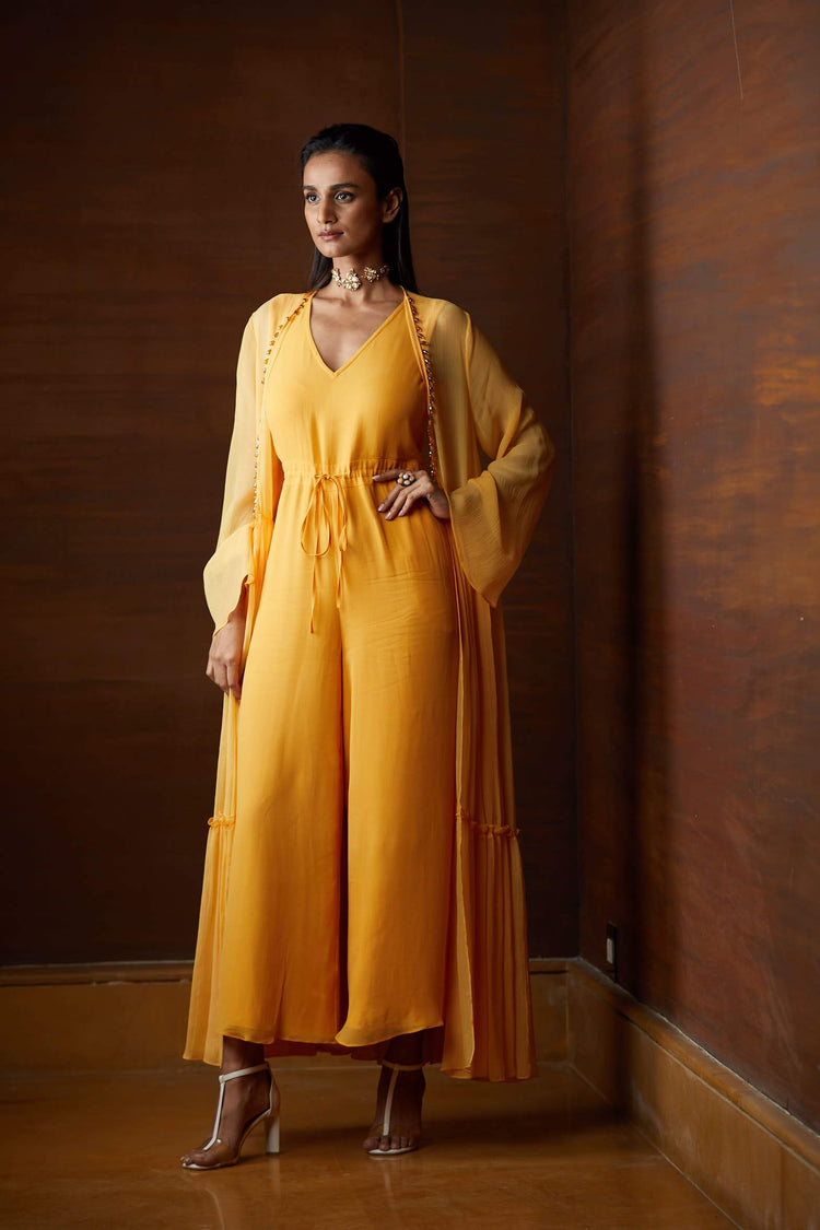 Light Orange Overlay & Jumpsuit Set