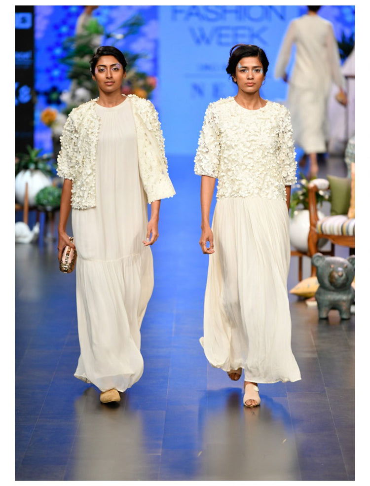 Ivory Viscose Georgette Dress