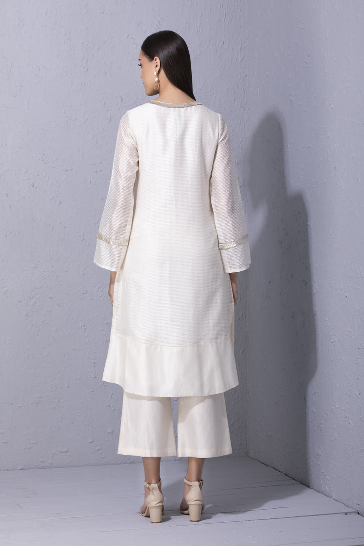 Gota Edge Ivory Cutwork Detailed Kurta
