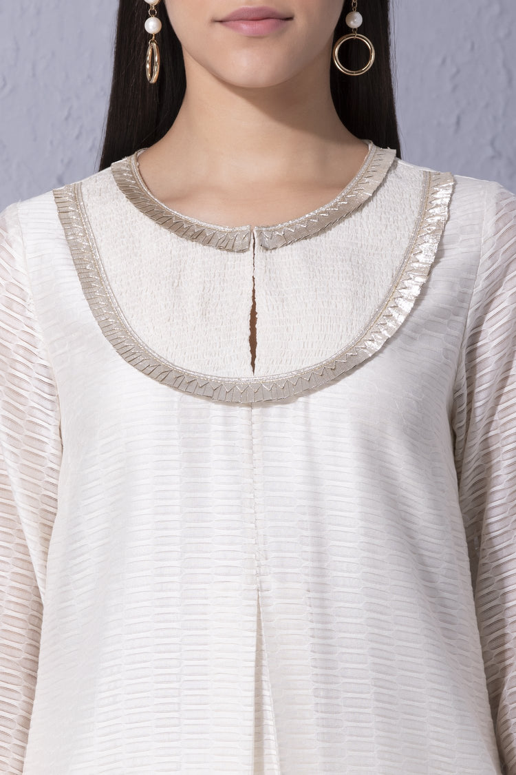 Gota Edge Ivory Cutwork Detailed Kurta