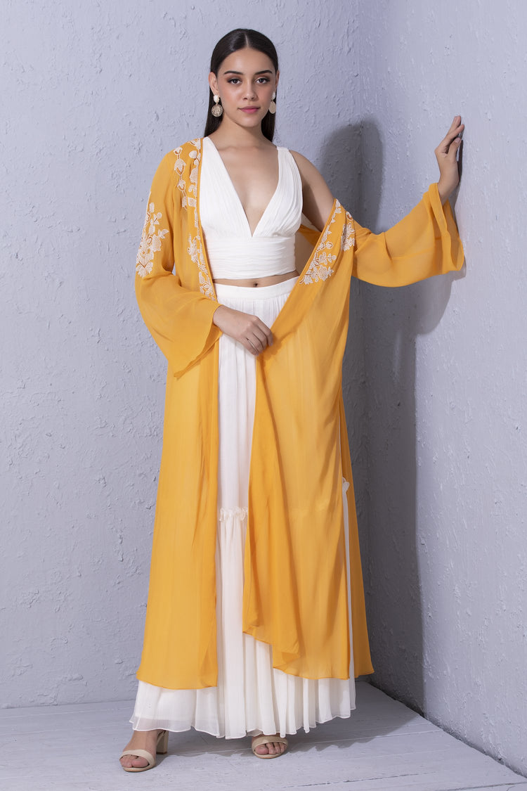 Moroccan Touch Light Orange Overlay & Sharara Set
