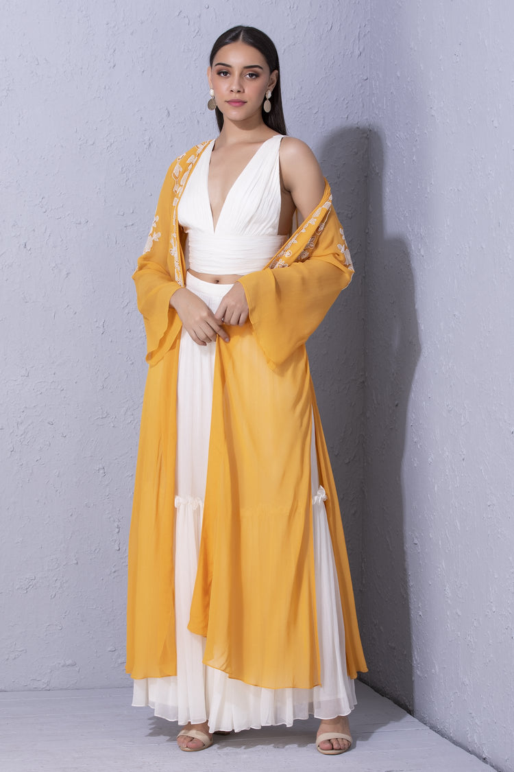 Moroccan Touch Light Orange Overlay & Sharara Set
