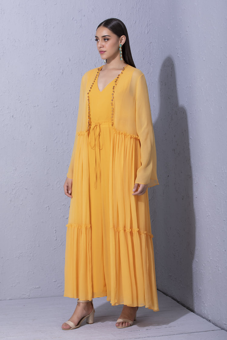 Light Orange Overlay & Jumpsuit Set