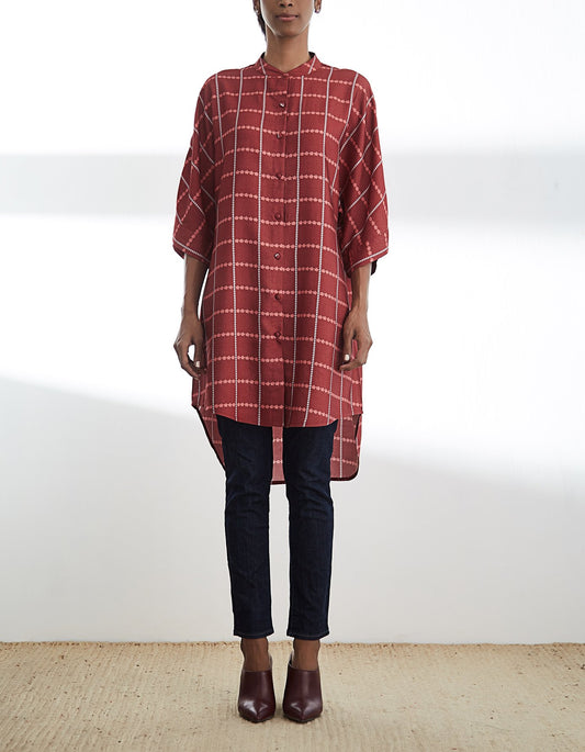 Maroon Printed High Low Tunic