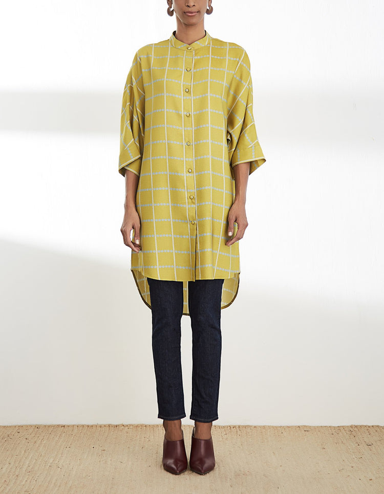 Mustard Printed High Low Tunic