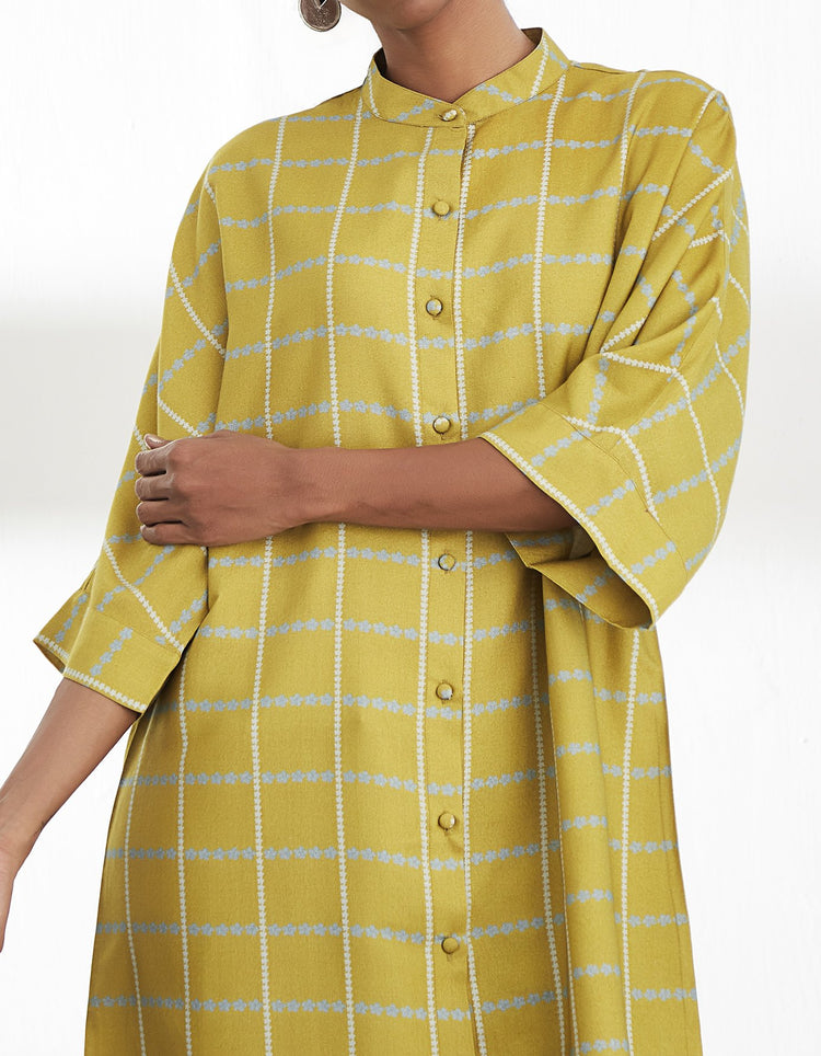 Mustard Printed High Low Tunic