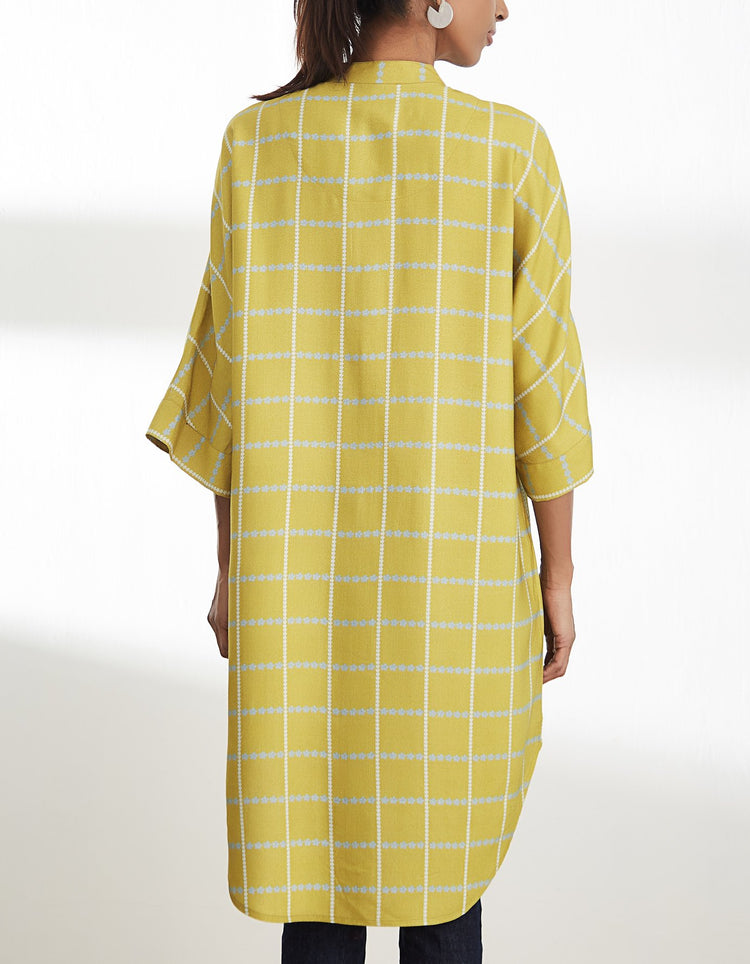 Mustard Printed High Low Tunic
