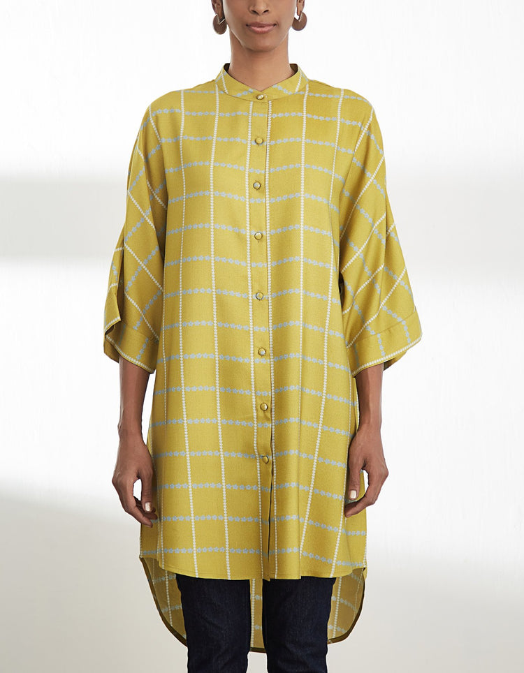 Mustard Printed High Low Tunic
