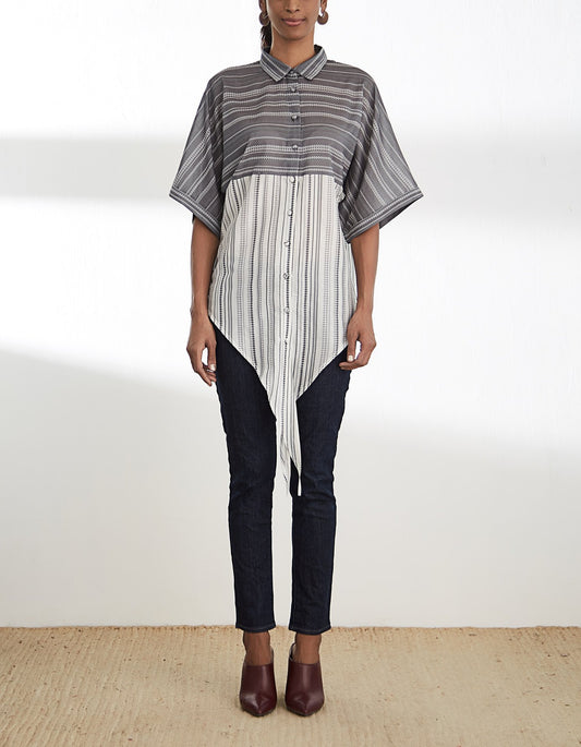Front Knot Shirt With Paneling