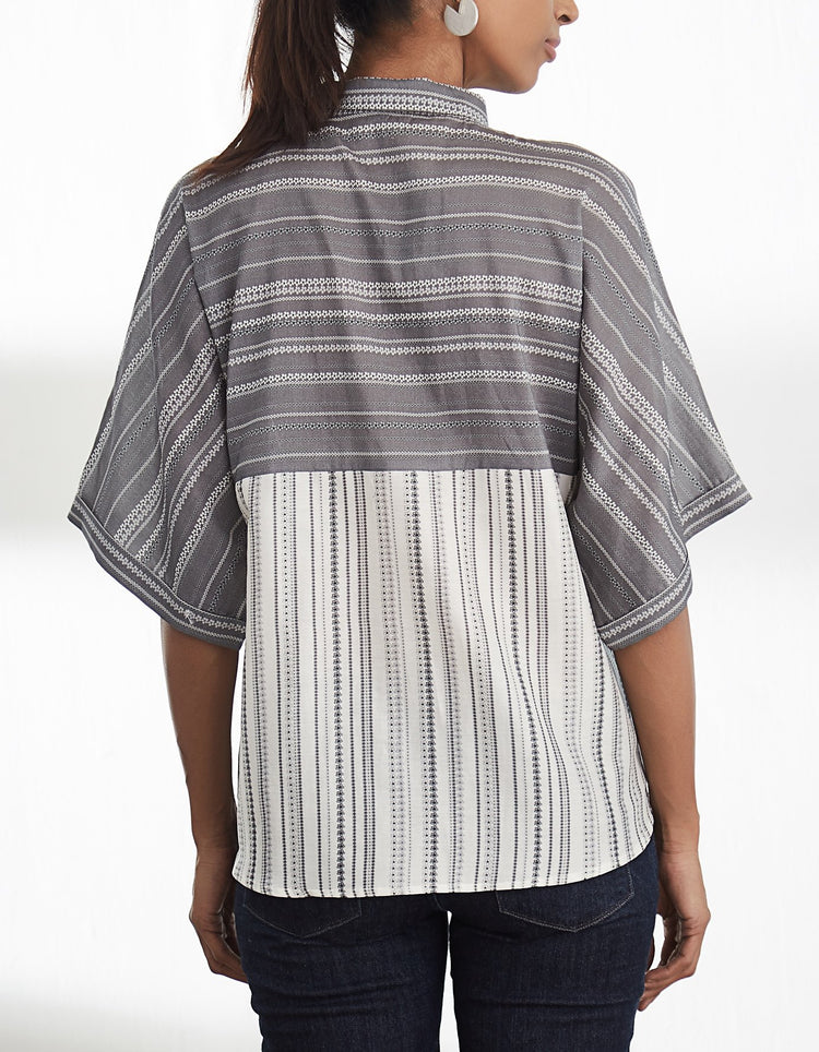 Front Knot Shirt With Paneling
