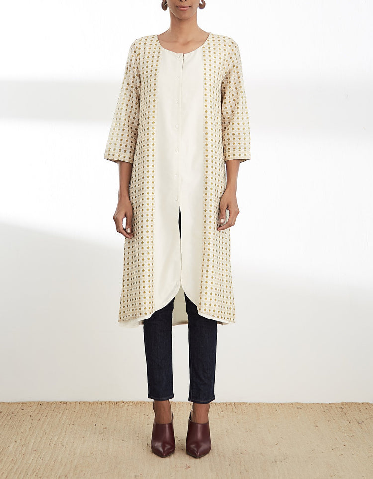 Ivory Chanderi Silk Tunic