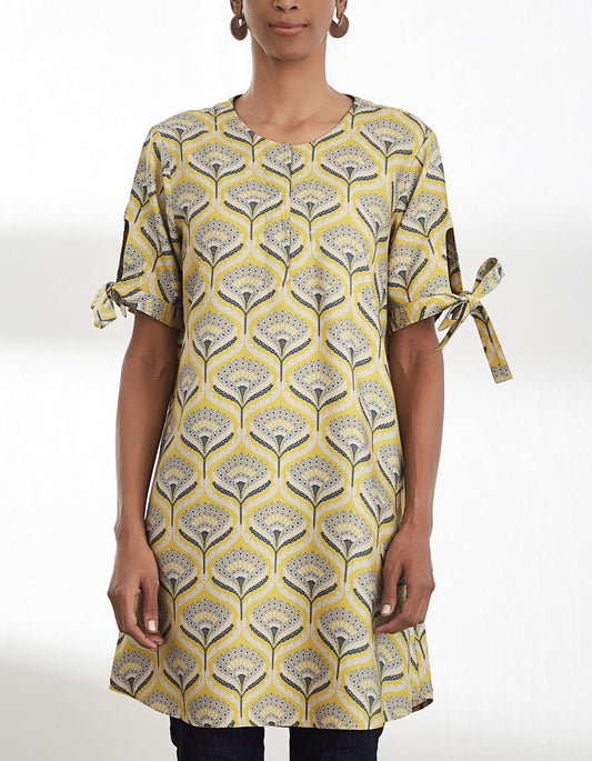 Mustard Printed Short Tunic