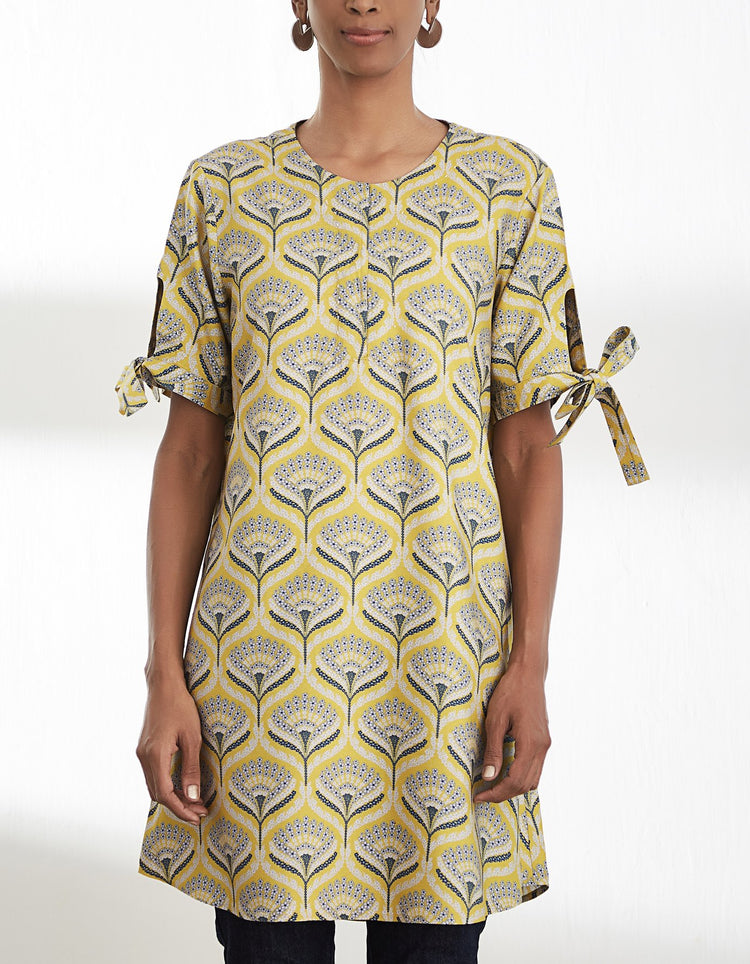 Mustard Printed Short Tunic