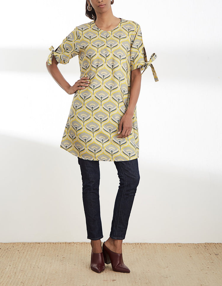 Mustard Printed Short Tunic