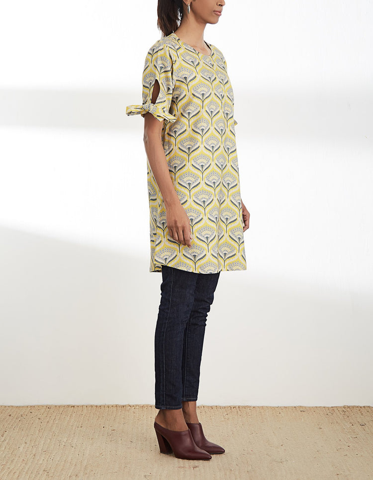 Mustard Printed Short Tunic